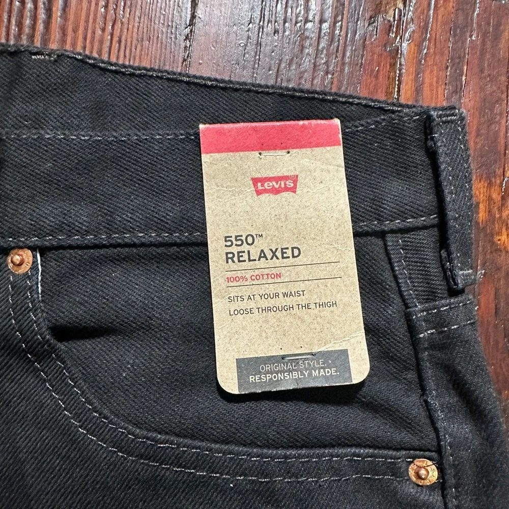 NWT Levis 550‎ Jeans Mens 48x30 Black Relaxed Fit Big & Tall Denim 100% Cotton